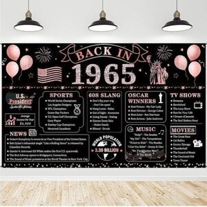Unbranded Back In 1965 Birthday Banner Retro Party Decoration Black Size OS